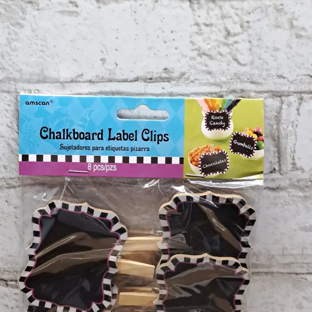 MAD TEA PARTY Chalkboard Label Clips 8pc – Lot of 6 Packs – New Party Tableware